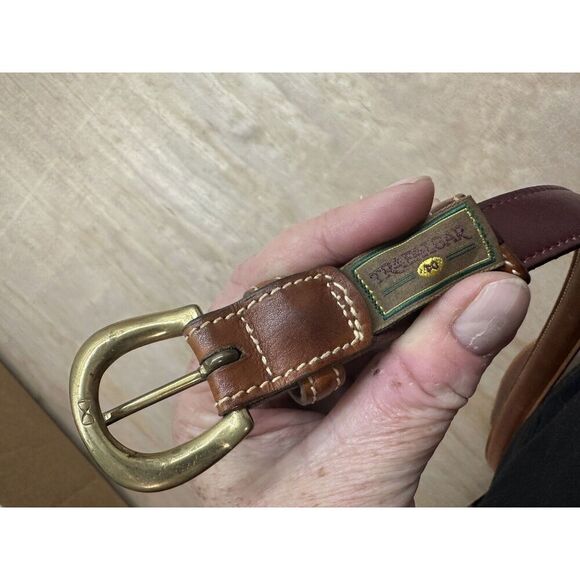 TRAFALGAR Brown Leather‎ BELT - Brass Buckle Simple Design 34” - Picture 2 of 6